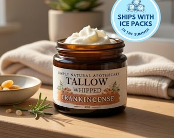 Tallow Face Cream & Body Butter, All Natural Whipped Grass-Fed Beef Tallow Skin Moisturizer Balm, Organic Hand Cream,  Frankincense