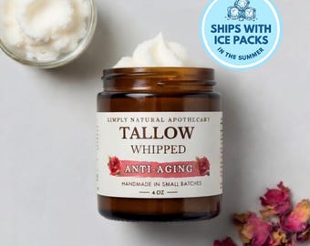 Tallow Anti-Aging Face Cream & Body Butter - All Natural Whipped Grass-Fed Beef Tallow Skin Moisturizer - Floral scent