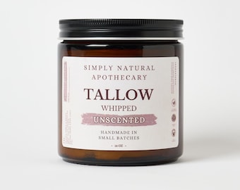 Tallow Face Cream & Body Butter, All Natural Whipped Grass-Fed Beef Tallow Skin Moisturizer Balm, Organic Hand Cream, Unscented