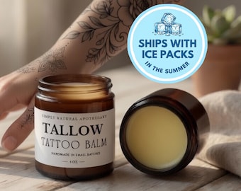 Tallow Tattoo Balm - Hand Poured Balm - All Natural Grass-Fed Beef Tallow Skin Moisturizer