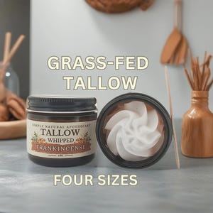 Tallow Face Cream & Body Butter, All Natural Whipped Grass-Fed Beef Tallow Skin Moisturizer Balm, Organic Hand Cream,  Frankincense