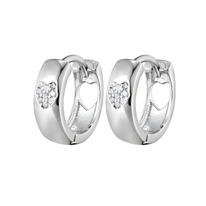 925 Sterling Silver CZ Hoop Earring, Heart CZ Huggie Hoops, Love Hoop Earring, Classic Everyday Wear Fashion Earrings, Thanksgiving Gift