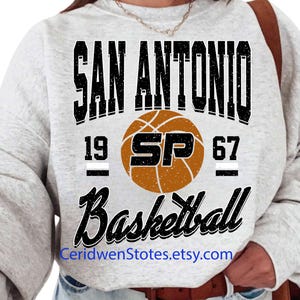 San Antonio Cute Retro Basketball Sweatshirt Crewneck, San Antonio Vintage Tshirt, Spurs Fan Gift, San Antonio Spurs Shirt, Spurs Longsleeve
