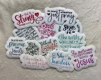 Proverbs 31 Woman Stickers – Christian Holographic Die Cut Sticker or 12-Piece Pack