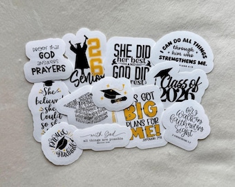 Faith Graduation Stickers | Class of 2026 Bible Verse 12-Piece Pack