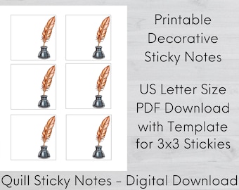 Printable Sticky Notes - 3x3 Quill