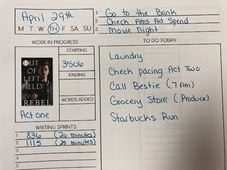Author Planner Printable Simple Daily Page - Etsy