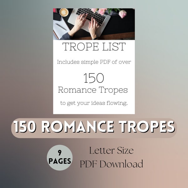 Ideas for Authors Romance Trope List Printable Digital Author Solution