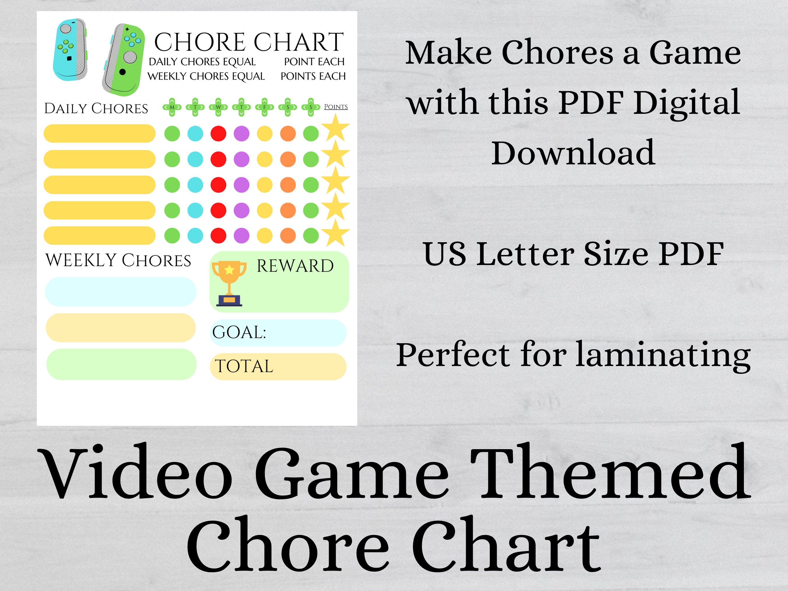 Chore Chart Video Game Theme Digital Chore Printable - Etsy
