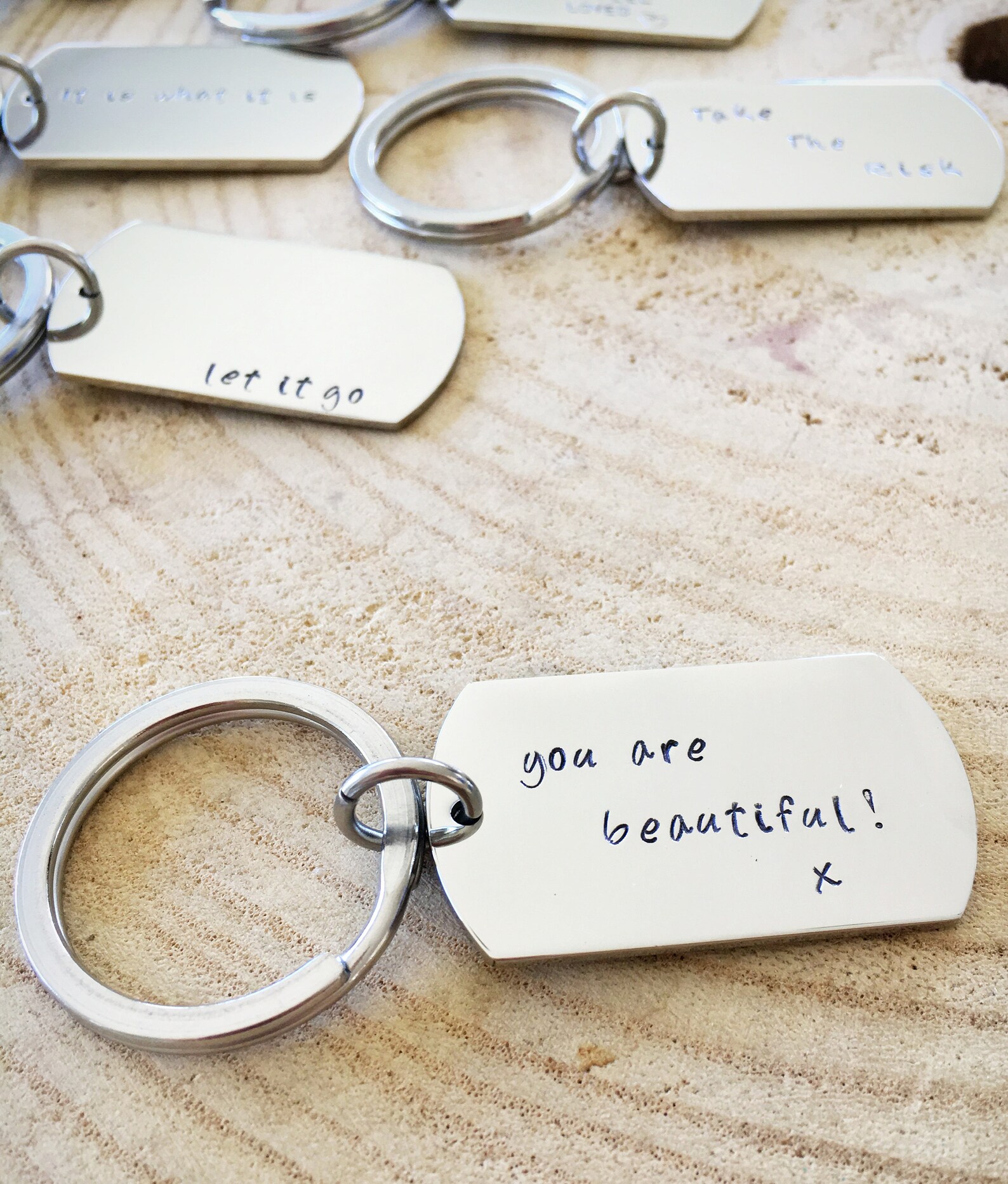 Dog Tag Keyring Quote Keychain Hand Stamped Keyring Etsy