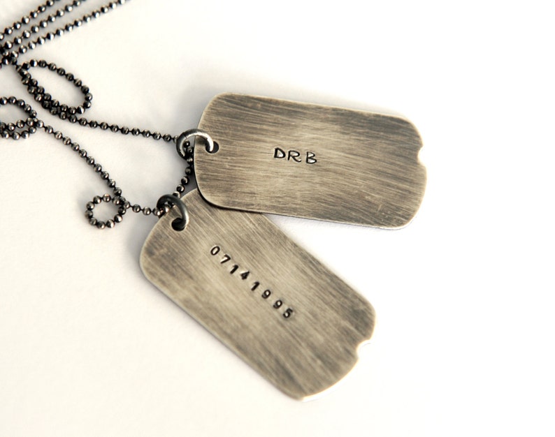 Personalized Mens Necklace Hand Stamped Mens Jewelry Military Style Dog Tags Gift For Him Mens Dog Tag Necklace