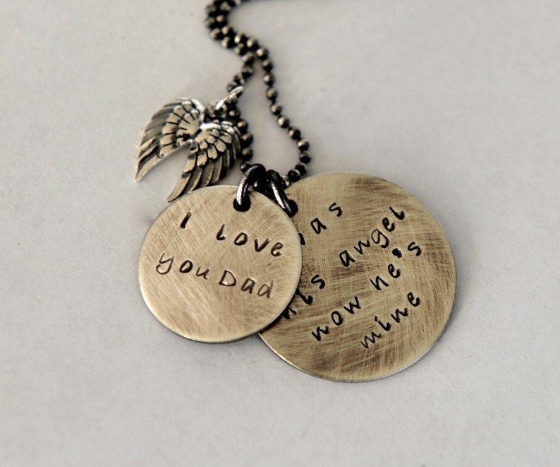 Loss of Dad Necklace Daughter and Dad Quote Angel Wings Etsy