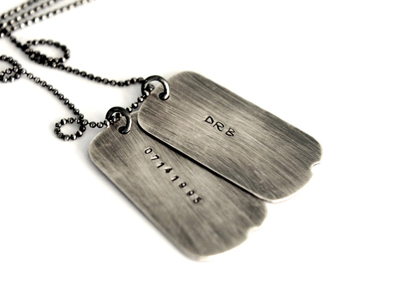Personalized Mens Necklace Hand Stamped Mens Jewelry Military Style Dog Tags Gift For Him Mens Dog Tag Necklace