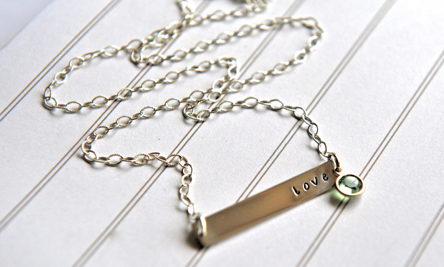 Love Bar Necklace Sterling Silver Birthstone Jewelry Nina Etsy
