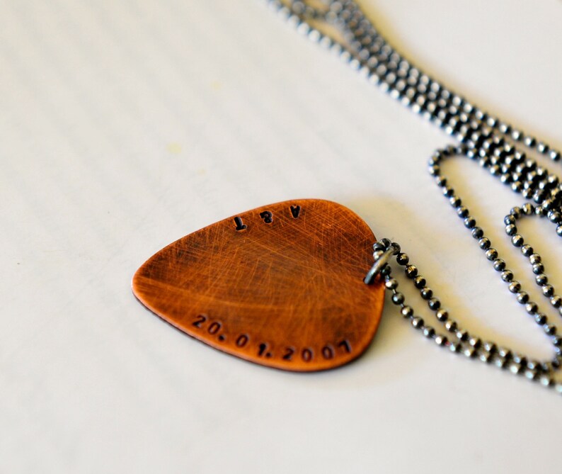 Guitar Pick Necklace Copper Guitar Pick Rustic Mens Etsy