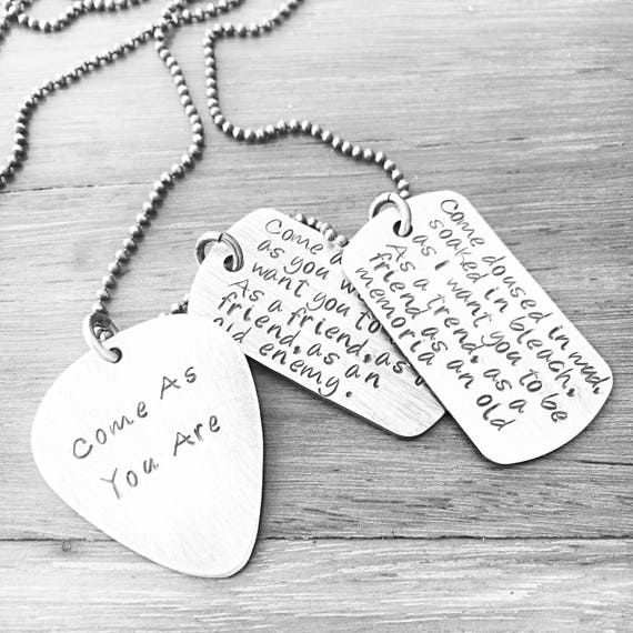 Lyrics Jewelry Mens Necklace Guitar Pick Necklace Dog Tag Etsy