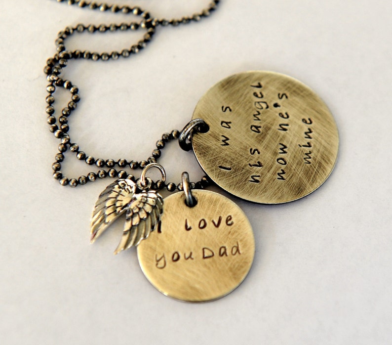 Loss of Dad Necklace Daughter and Dad Quote Angel Wings Etsy
