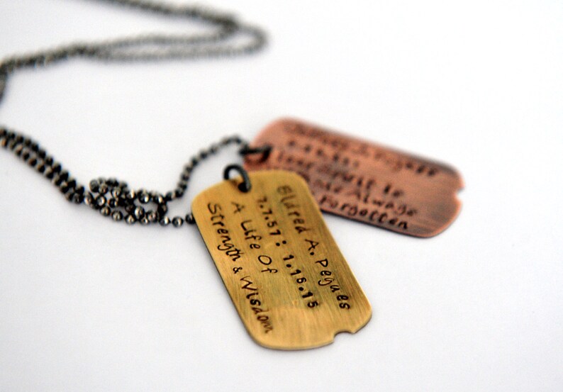 Dog Tags Necklace Im Memory Hand Stamped Tags Two Dog Tags Etsy