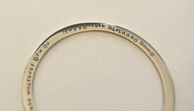 Inspirational Quote Jewelry Hand Stamped Bangle Hypo Allergenic Stainless Steel Women Quote Bangle 40th Birthday Gift