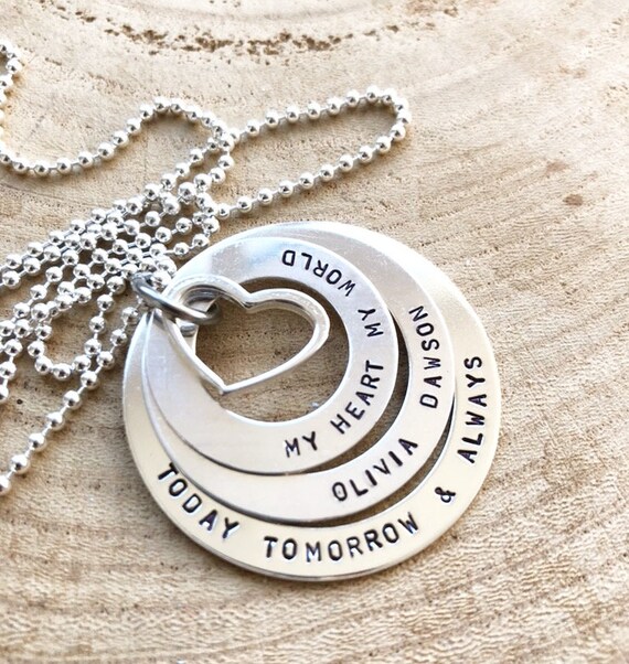 Hand Stamped Mom Necklace Personalized 
