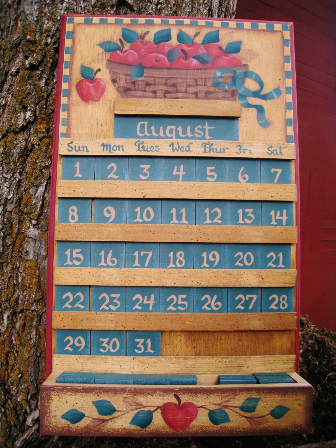 Apple Wooden Perpetual Calendar Kitchen Decor Home and Living Etsy