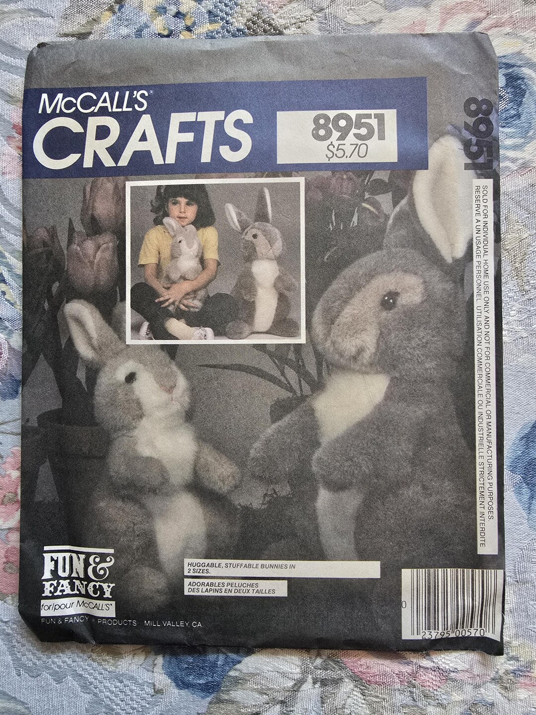Mccalls Crafts 8951 Stuffed Bunny Rabbit Toy 15" 12" Sewing Pattern ...