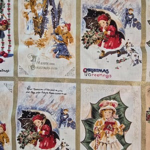 Tela de algodón vintage con saludos navideños de S. C. Shamash & Sons, 3,3 yardas