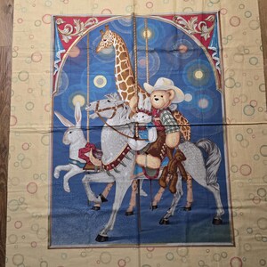 Vintage Daisy Kingdom Carrousel Nursery Quilt Cotton Panel Springs
