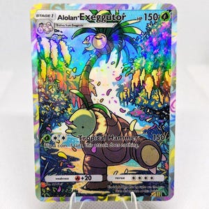 Cartas de Pokémon proxy de alta calidad, personalizadas, alternativas, con arte completo, de la aplicación Pokémon Pocket TCG Exeggutor de Alola, set de Guardianes Celestiales.
