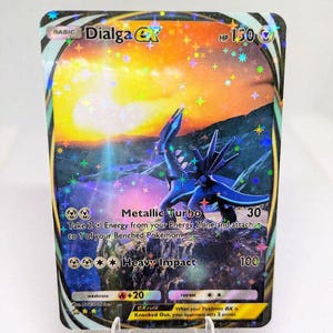 Tarjeta de Pokémon Dialga Ex de alta calidad, proxy, de la aplicación Pokémon Pocket TCG, personalizada, con arte completo, para el juego Space Time Smackdown.