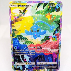 Tarjeta de Pokémon Manaphy de alta calidad, proxy, personalizada, con arte completo, para la aplicación Pokémon Pocket TCG, Space Time Smackdown.