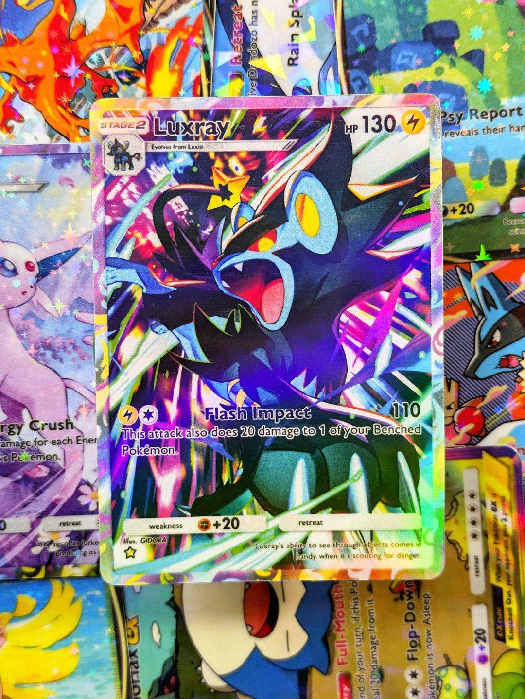 Luxray Handmade Tcg Proxy Fan Art Card Full Art Mega Rising Set - Etsy