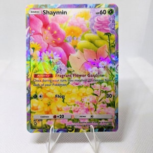 Cartas de Pokémon de alta calidad de Shaymin, Pokémon Pocket App TCG, personalizadas, con arte completo, para el juego Space Time Smackdown.