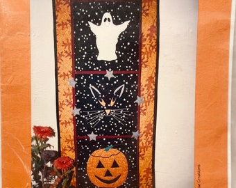 Halloween Trio Quilt Pattern Ghost Cat and Pumpkin by Kat & Mouse Creations NEW Wall Hanging Fall Holiday Decoration