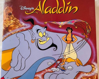 Aladdin de Disney, un libro dorado vintage de 1992, primera edición, primera impresión, coleccionable, buen estado, recuerdos de la infancia.