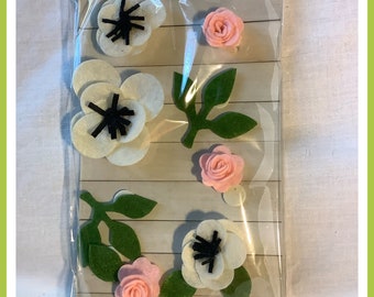 Adornos de flores de fieltro, 12 piezas, álbumes de recortes, decoración del hogar, manualidades de bricolaje, papel de boda, efímeras tridimensionales