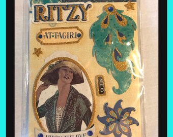 Bo Bobby Ritzy Something Splendid 9 piezas Álbum de recortes Manualidades DIY Nuevas pegatinas en capas Suministros para crear recuerdos Tema brillante de los años 20