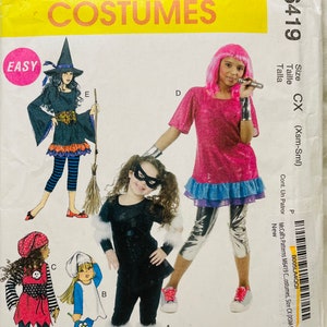 NEW McCall&#39;s Costume Pattern M6419 Girls Witch Pop Star Pirate Smurf Halloween Dress Up Play Time Talent Show