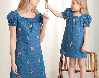 Patrón de costura para vestido de madre e hija Simplicity S9316 Conjuntos a juego NUEVOS Vestidos para señoras talla 6-16 y niñas talla 3-8 Vacaciones para mamá y yo