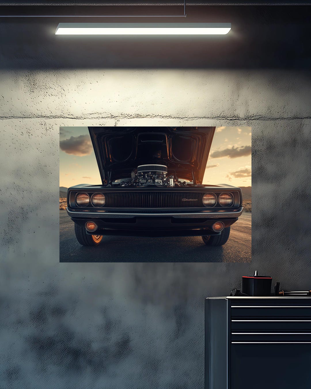 Muscle Car Sunset Engine Wall Art – Close-up Digital Download of ...