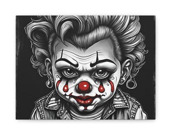 Rude Boy Clown Canvas Wall Art, Creepy Carnival Decor