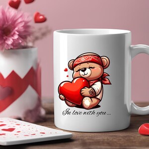Bear Mug 11oz - In love with you, Cute Bear Mug, Romantic Coffee Cup, Valentine&#39;s Day Gift, Anniversary Present, Animal Lover Tea Mug