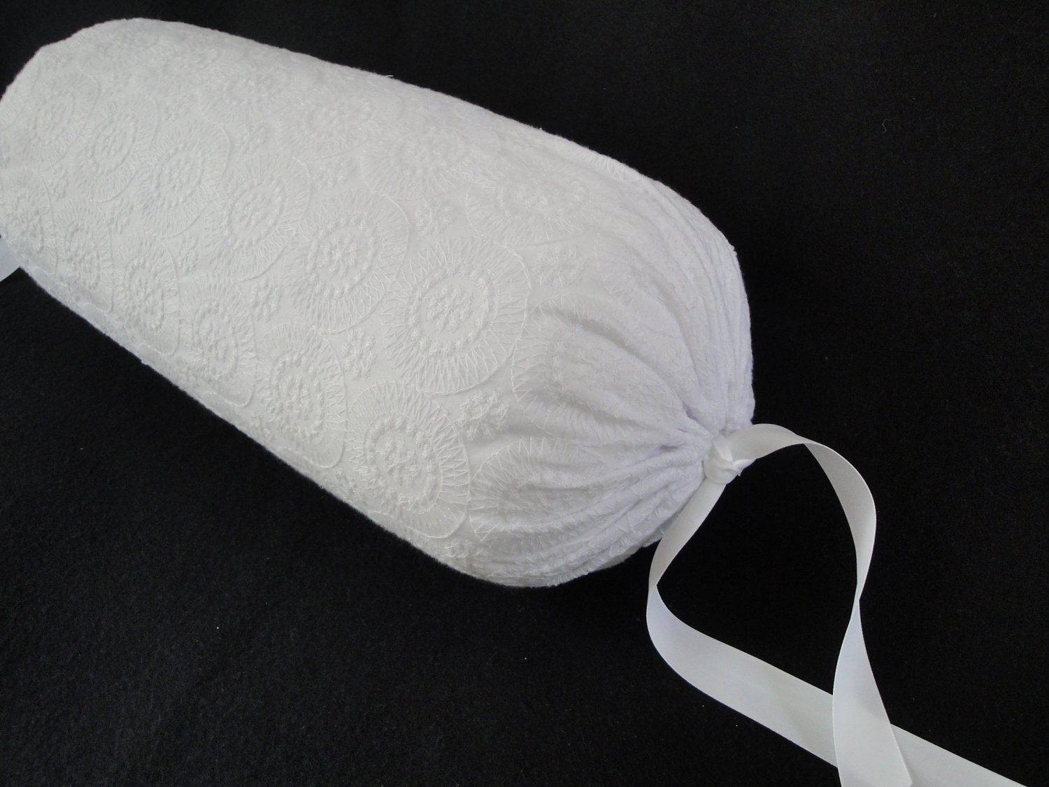 Bolster pillow cover White neck roll eyelet medallion Etsy