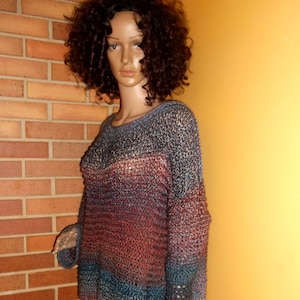 Hand Knitted Oversize Sweater, Hand Knit Long Sleeve, Oversize Sweater, Knit Sweater, Light and Breezy Sweater, Summer/Fall Ladies Sweater
