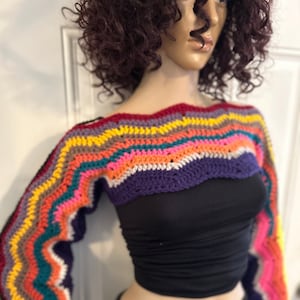 Hand Crochet Shrug, Shoulder Shrug, Sweater Crop Top, Shoulder Sleeves in Chevron design