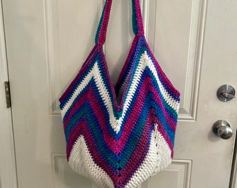 Handmade Crochet Ex-LARGE BEACH BAG, Large Hobo Tote, Crochet Shoulder Bag, Jazzy Hobo Beach Tote,