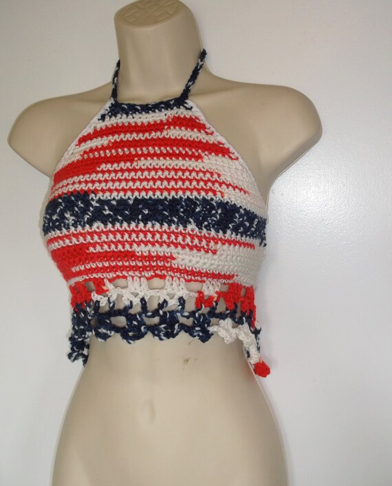 red white and blue halter top