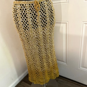 DARE To Be Different Long Crochet Skirt Beach Skirt and Haulter Top, Summer Skirt. Beach Maxi Skirt, Festival Outfit in Ombre GOLD image 8