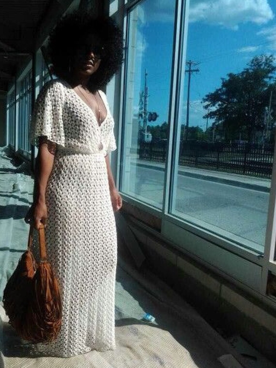 Handmade Crochet Maxi Dress Urban Chic Dress, Gypsy Style Dress, Long