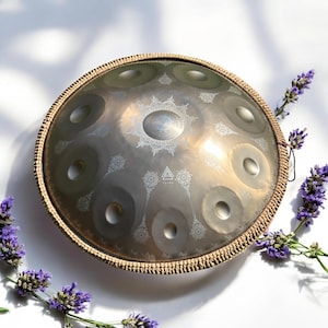 Bronze Mandala Handpan Drum: 10-Note D Kurd, Sound Healing